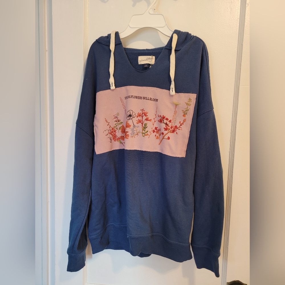 Upcycled Universal Thread Blue and Pink Floral Sweatshirt